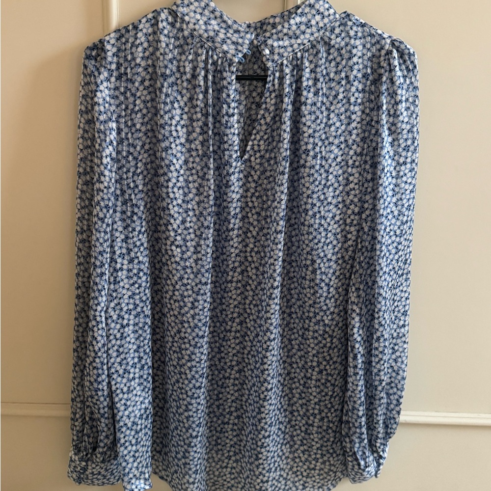 Blue Floral Flowy Blouse